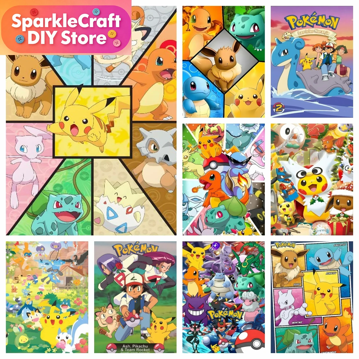 Resin Craft Kit - 1 adet çerçevesiz Karikatür Pokemon Anime