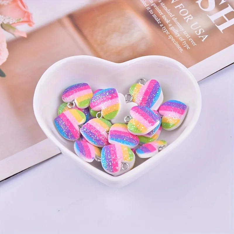 10 adet renkli kalp reçine tak - Resin Craft Projects incelemesi ve fiyatı